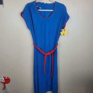 NWT Vintage Flutterbye Blue Terry Cloth Dress 1970s size 14.5